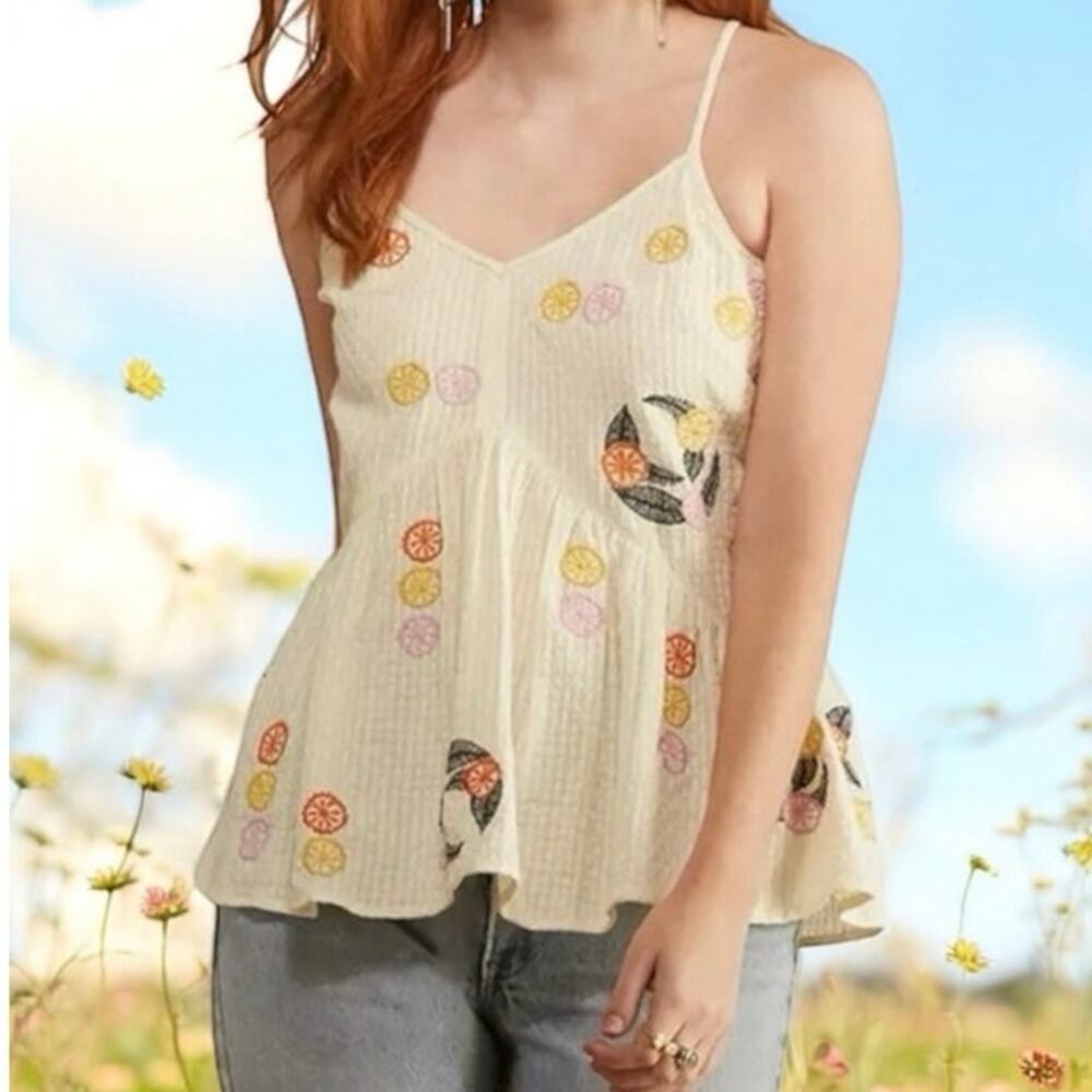 THE ODELLS Women’s Annis Embroidered Cami Bohemian Anthropologie Size Large